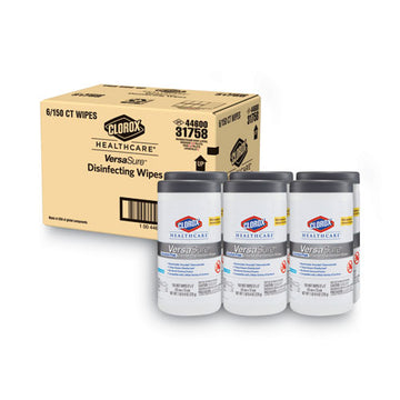 Clorox® Healthcare® Versasure Cleaner Disinfectant Wipes, 1-ply, 6 3-4" X 8", White, 150-can, 6 Can-ct freeshipping - TVN Wholesale